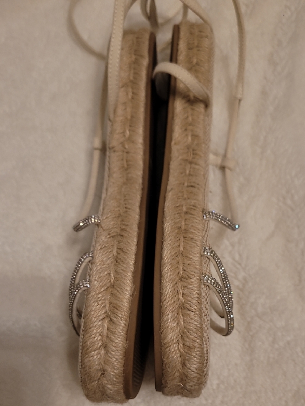 H&M Neutral Espadrille Sandal with Rhinestone Straps - Picture 4 of 7